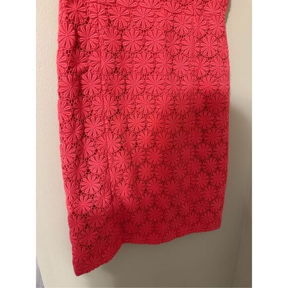 Talbots Size 10 Crochet Daisy Lace Knee Length Dress Pink Preppy Summer Floral - Picture 9 of 11